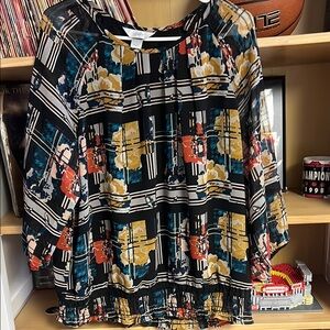 Christopher & Banks Orange Boxy 3/4 Sleeve Blouse